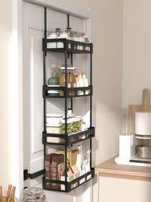 Estantería colgante para puerta, estante de puerta de varias capas, almacenamiento colgante, ahorro de espacio, adecuado para despensa de cocina y almacenamiento de especias, diseño de fácil instalación, sin perforación, estantería multifunción de cocina - Gancho para colgar detrás de la puerta - Ver 6