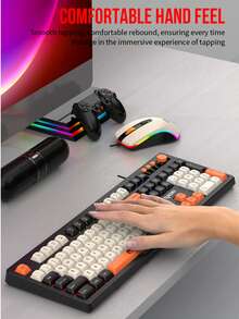 RAIKU T18 3-In-1 Color Block Gaming Keyboard And Mouse Set With Backlit Keys, Volume Knob, 104-Key Wired Keyboard, Multi-Color Block Keyboard, 3-Button Backlit Mouse, Includes Mouse Pad - View 8