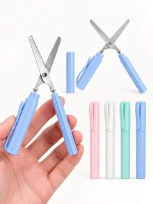 4pcs/Set 2-In-1 Foldable Scissors, Mini Folding Art Scissors, Portable Multi-Function Scissors, Suitable For Embroidery, Fine Paper Cutting, Thread Trimming, Office And School Supplies - Pen-Style Design, Suitable For Handicrafts, DIY Projects And Daily Use, Sewing Supplies, Creative Stationery, Back To School Essentials (1/4pcs) Optional - A - View 1