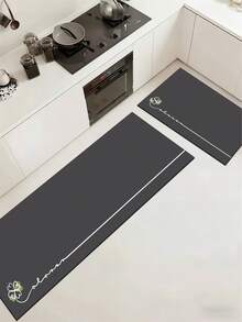 1 Pc Gray Wishing Grass Pattern Kitchen Mat, 3.5 Mm Soft Rubber That Absorbs Water And Is Easy To Clean. Suitable For Corridors, Bathrooms, Living Rooms, Outdoor Door Mats, And Toilets. Useable Throughout The Year And For Various Holidays. - Multicolor - View 8
