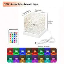 USB Powered Rainbow Aurora Water Ripple Projection Smart Light, Smart Rotating Multicolor Lighting Effect, Touch-Sensitive Color-Changing Ice Crystal Cube Ambient Lamp, Bedroom Bedside Desktop Decorative Night Light - Square Water Ripple - View 11