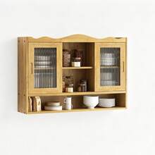 90CM Retro 2 Door Sliding Cabinet Three Layers Of Storage Space,Suitable For Bathrooms,Kitchens,Dining Rooms,Natural - 彩色 - 查看 5
