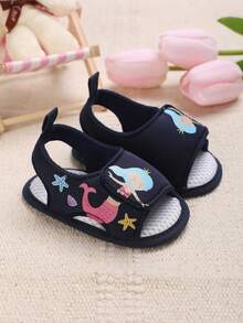 Summer Baby Sandals, 0-1 Year Old Soft Anti-Slip Breathable Baby Girl Shoes - Blue - View 1