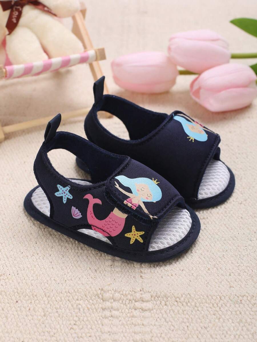 Summer Baby Sandals, 0-1 Year Old Soft Anti-Slip Breathable Baby Girl Shoes - Blue - View 1