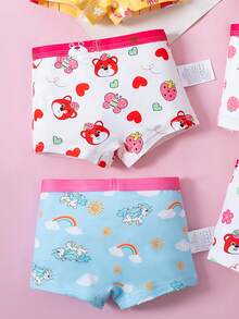 8pcs/Set Girls' Cute Bow, Cartoon Animal, Pony, Bear, Rainbow Print Breathable Briefs Underwear Set - Multicolor - View 6