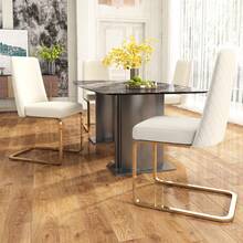 Velvet Dining Chair Set Of 6, Beige - 米色 - 查看 2