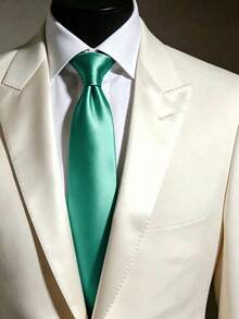 1PC Men's Solid Color Tie 8cm Formal Business Tie Men's Wedding Tie - Teal Blue - View 1