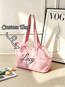 1pc Customizable Text Pet Mesh Bag, Highly Attractive Breathable Nylon Mesh Pet Travel Bag, Pet Mesh Shoulder Bag, Handbag, Suitable For Small Dogs And Cats, Lightweight And Portable, Versatile And Stylish, Airline Approved - Multicolor - View 1