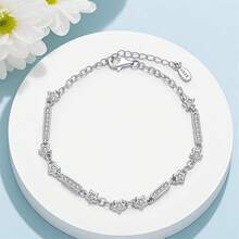 1pc S925 Sterling Silver All-Match Bracelet, Multiple Colorful Zirconia Tennis Chain And Bead Chain Styles, Compatible With DIY Beaded Pendants, Minimalist Luxury Style, Includes Extension Chain For Adjustable Size, Comes With Gift Box, Versatile Handmade Jewelry All-Match Silver Chain Accessory - Multicolor - View 4