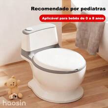 Troninho Infantil Desfralde Ergonômico Base Antiderrapante Recipiente Removível Brinde Escova Limpeza Para Casa Viagem Creche Presente Bebê - cinza + escova de limpeza - Visão 2
