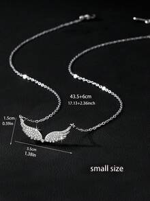 1pc Unisex Premium Zirconia-Studded Wing Necklace, Minimalist Luxury Angel Pendant, Suitable For Party And Daily Wear - Multicolor - View 11