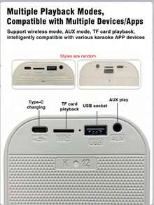 1 Set Wireless Microphone Speaker Set, Chinese Style Karaoke Home Interactive Audio, Family Party Outdoor Mini Portable KTV Singing, Multi-Function Card Slot External Speaker, One-Click Vocal Removal, Breathing Light - View 11