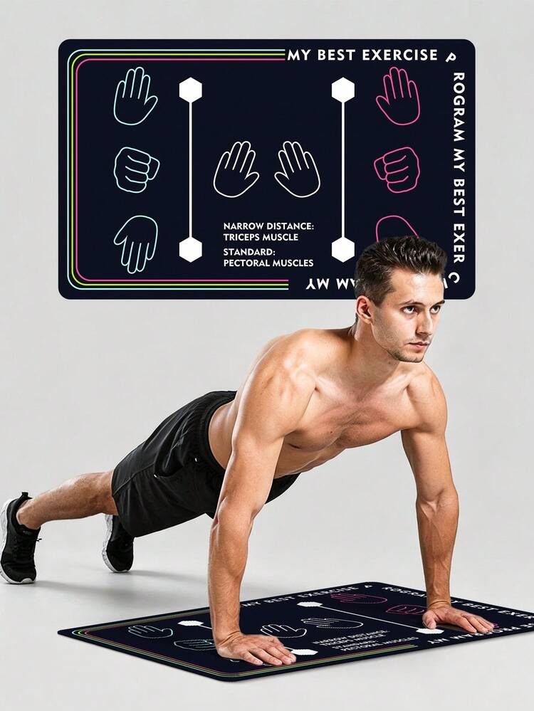 Beginner Push-Up Assist Pad, Non-Slip Push-Up Training Mat With Hand Placement Positions, 80x50cm, 3.5mm, Suitable For Chest, Shoulder And Triceps Home Workout Exercise Mat - A - View 1