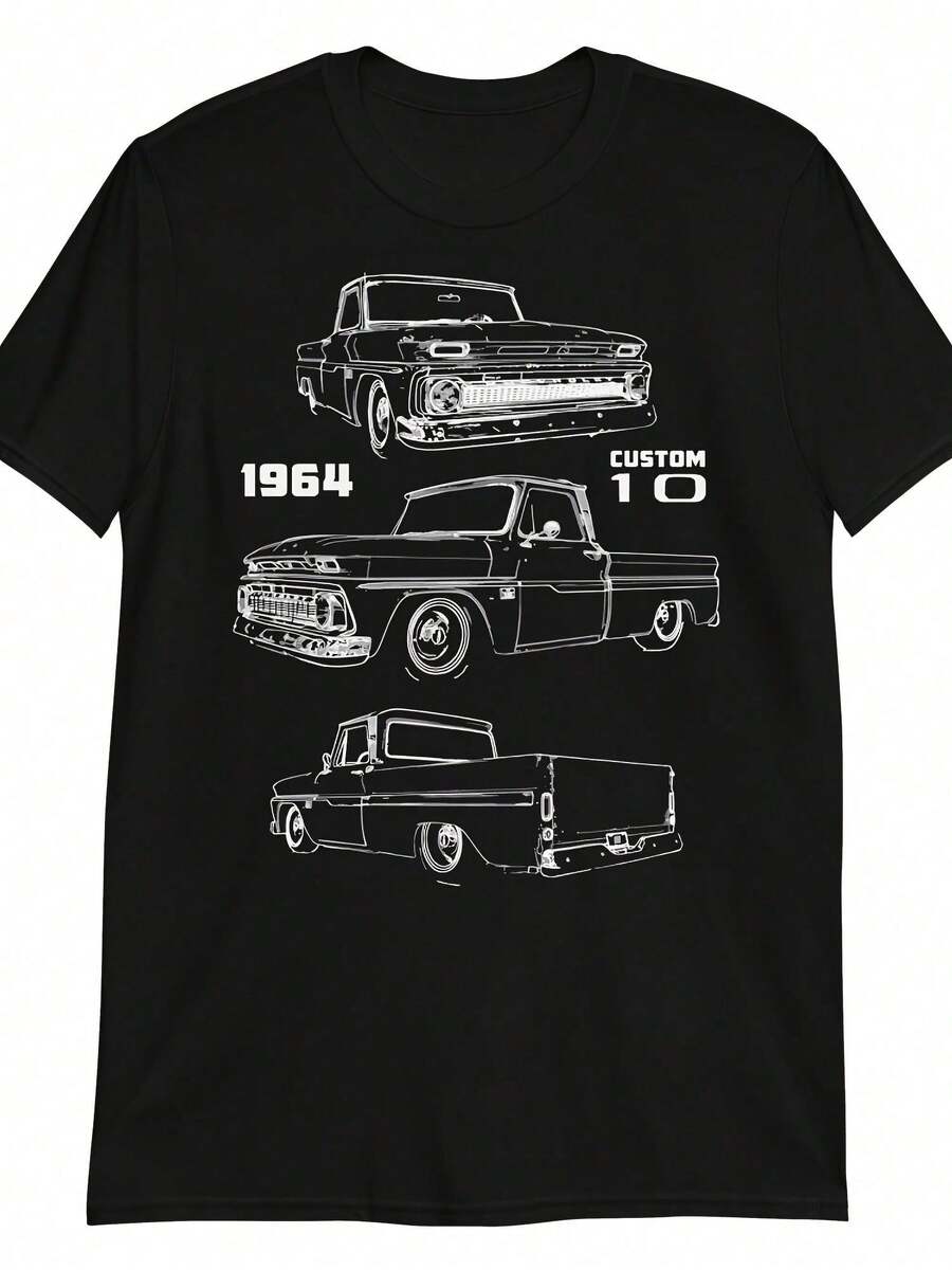 1964 Chevy C10 Antique Collector Truck Personalized Short Sleeve T-Shirt - 款式 - 查看 1