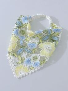 1件原創花卉圖案女款時尚蕾絲裝飾頭巾髮帶，適合日常與度假使用 - 綠色 - 查看 6