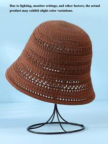 New Summer Hollow Out Bucket Hat, Breathable Bucket Hat, Versatile Casual, Face-Flattering, Suitable For Outdoor Outings, Party Outfits, Daily Decoration, Foldable And Portable - Multicolor - View 7