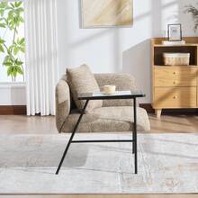 Modern Single Armchair With Comfortable Fabric Backrest And Two Storage Compartments, Complemented By A Practical Side Table. This Minimalist Side Table With Storage Features A Sturdy Metal Rack, 73 X 73 X 27 Cm - Multicolor - View 8