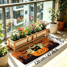 1件裝黑色貓咪南瓜月亮Trick-Or-Treat字母圖案玄關門墊，復古搞怪風格橡膠材質長方形耐磨吸水腳墊，萬聖節假期庭院門口裝飾場景 - 0662+MZGJ - 查看 12