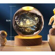 2pcs LED 3D Moon And Saturn Crystal Ball Night Light - 2pcs - View 4
