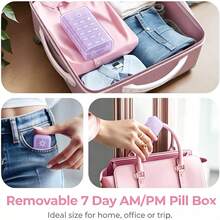 Portable Weekly Pill Organizer 7 Day AM & PM, Detachable Mini Pill Box, Travel Waterproof Vitamin Case, Compact Supplement Medication Storage Container For Outdoor Trip Office - AM PM Pill Organizer - View 4