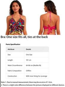 V Neck Multicolor Sequin Coin Halter Dance Crop Top Coin Tassel Waist Belt Chiffon Loose Cuffed Harem Pants Exotic Stage Performance Dance Outfit - Multicolor - View 11