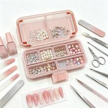 1pc Multi-Compartment Nail Art Storage Box, Double-Layer Dust-Proof Nail Rhinestone Storage Box, Portable Detachable Divider Nail Jewelry Bead Storage Box, DIY Nail Art Use - Multicolor - View 3