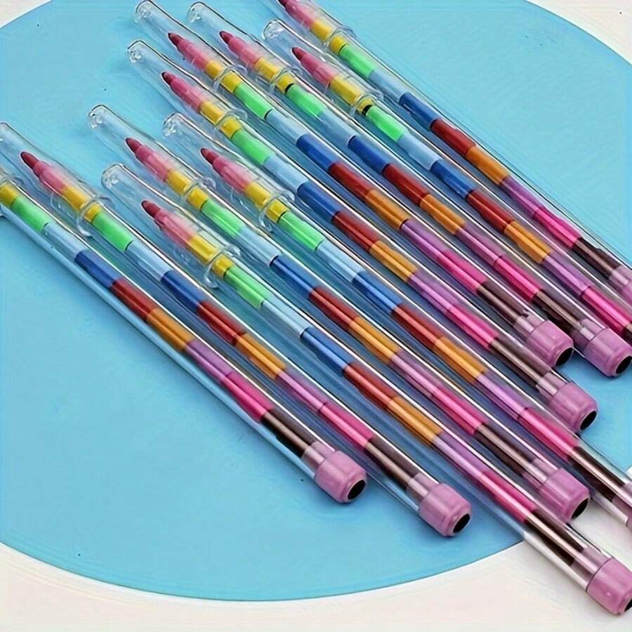 6pcs Colored Pencils, Party Gifts, Multi-Color Doodle Tools, School Office Birthday Party Pencils, 11 Colors Per Pencil - Sets - View 1