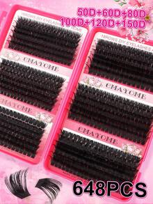 CMAYOME 720/684/660 Clusters DIY Eyelash Extension Kit, Mixed Length 10-19mm, Thick & Soft Cluster False Eyelashes, 6D 3D Cat Eye Effect, Wide Band Durable, Includes Glue, Tweezers, Brush Tool Set - Multicolor - View 8