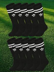 1/5 Pairs Random Color Knee High Socks, Soft Striped Athletic Socks, Black White Socks For Kids Students Football Basketball Rugby Training Boys - Multicolor - View 2