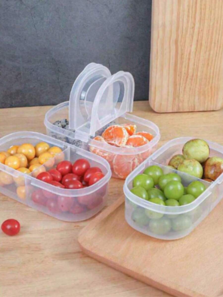1/2pcs Double Layer Mesh Food Storage Boxes, Minimalist Transparent Storage Containers, Suitable For Kitchen, Summer Beach Party, Food, Camping, Organization, Room Decor, Kitchen Supplies. - White - View 1
