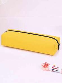 Solid Color Round/Rectangular Oxford Cloth Pencil Case, Minimalist Zipper Stationery Bag, Large Capacity Pencil Box, Portable Storage Tube, Durable Storage Bag - Multicolor - View 18