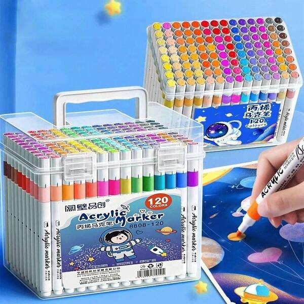120 Colors Acrylic Paint Marker Set, Liquid Ink Acrylic Art Painting Markers, Suitable For Art And Crafts