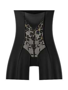 High Waist Lace Patchwork Tummy Control Shapewear Pants For Women, Waist Cincher, Butt Lifting, Body Shaping - Black - View 5