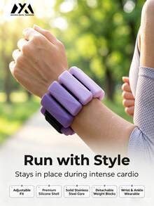 1 Pair Adjustable Size, Detachable Weight, Portable Strength Training Silicone Wrist & Ankle Weights, 1lb (480g) Per Pair, With Solid Steel Core, Suitable For Yoga, Dance, Walking, Pilates, Running, Aerobics, Home Workout Wearable Fitness Bands, Multiple Colors Fitness Accessories Available - Multicolor - View 6