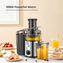 500W Centrifugal Juicer Machine, Extra Wide Mouth Feed Chute Juice Extractor, Stainless Steel Countertop Juicer, Easy To Clean Fruit & Vegetable Squeezer - US A Type Plug(110-127V) - View 3
