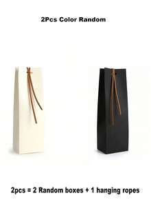 50/20pcs Portable Kraft Paper Gift Bags With Leather Ribbon Handles, Suitable For Wine Bottles, Party Favors, Weddings, Birthdays, Holiday Gift Packaging Decoration, Aesthetic Shopping Bags - Multicolor - View 14