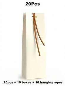 50/20pcs Portable Kraft Paper Gift Bags With Leather Ribbon Handles, Suitable For Wine Bottles, Party Favors, Weddings, Birthdays, Holiday Gift Packaging Decoration, Aesthetic Shopping Bags - Multicolor - View 15