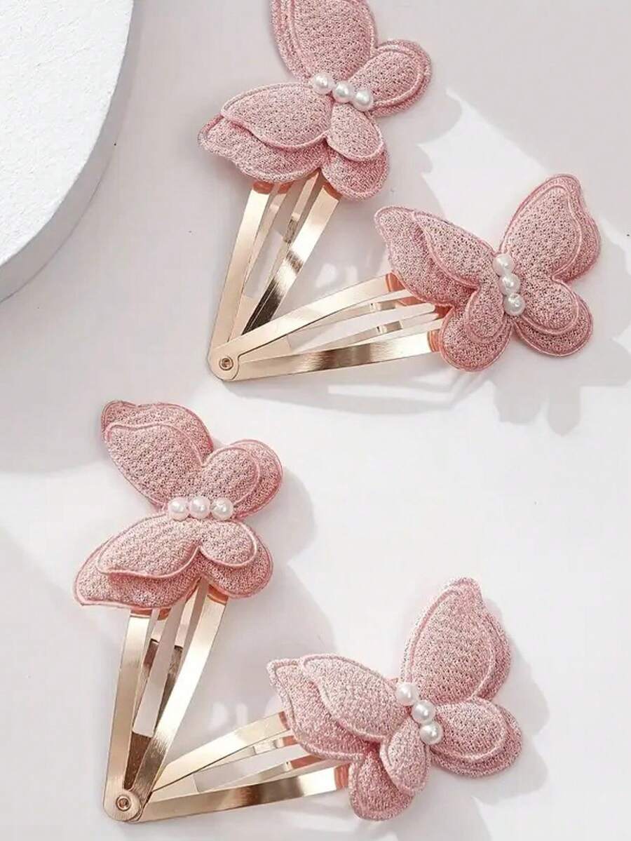 4-Piece Pearl Butterfly Hair Clip, Super Fairy Three-Dimensional Side Clip, Gentle French Hair Accessories, Versatile Headwear For Photography - Multicolor - View 1