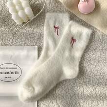 1/5/10 Pairs, Bow Pattern, Fluffy Soft Women's Knee-High Socks, Warm And Comfortable, Perfect For Autumn And Winter Wear, Also An Ideal Gift. - Multicolor - View 9