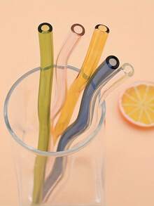 GASUDIN 1/2/5Pcs Wavy Glass Straws With Cleaning Brush, Reusable Colored Borosilicate Glass Straws, Dishwasher Compatible, Drinking Straws For Smoothies, Cocktail, Tea, Coffee, Lemonades, Kitchen Utensils & Holiday Gifts, Back To School - View 3