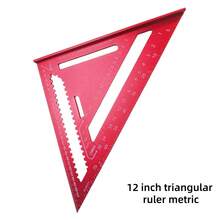 12 Inch Woodworking Triangle Ruler, Woodworking Angle Measuring Tool, Aluminum Alloy Scale Ruler With Angle Protractor And Metric Scale, Durable Metal Construction, Suitable For Home Decor And Design Projects - 12-inch - View 13