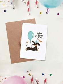 12pcs/6sets Dachshund Birthday Greeting Cards With Envelopes, 6 Different Designs, Cartoon Dachshund Balloon Pattern Birthday Blessing Cards, Suitable For Family, Friends, Relatives Birthday Use, Includes Birthday Blessing Cards, Thank You Cards, Sympathy Cards, Office Supplies, Holiday Accessories And Gift Tags, Birthday Greeting Cards, Birthday Party Decoration Supplies, Birthday Gifts, Party Souvenirs - Dachshund - View 5