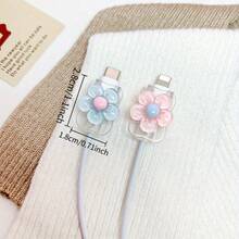 2 buah Pelindung Kabel Pengisi Daya Ponsel Motif Bunga, Mencegah Kerusakan Kabel Pengisi Daya, Pelindung Kabel Pengisi Daya Universal - MultiWarna - View 2