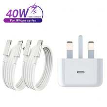 40W GaN 快充充電器 最大 60W AVS PD3.2 USB C 壁式適配器 英規插頭 相容 iPhone 17 系列 - 英規插(220-240V) - 查看 1