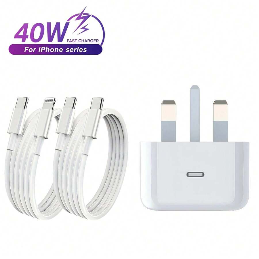40W GaN 快充充電器 最大 60W AVS PD3.2 USB C 壁式適配器 英規插頭 相容 iPhone 17 系列 - 英規插(220-240V) - 查看 1