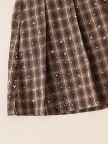 Autumn Tween Girl College Style 2 In 1 Shirt And Pleated Skirt 2-Piece Set - Khaki - View 8