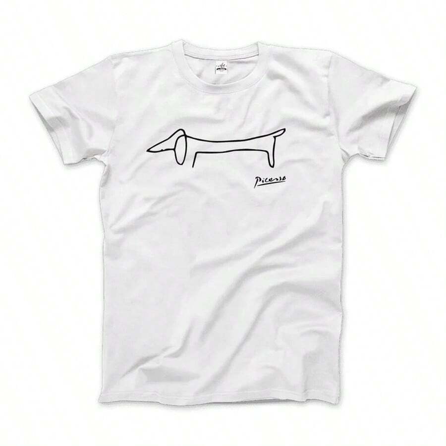 Dachshund Dog Line Art T-Shirt - 白色 - 查看 1
