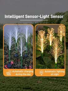 Solar Powered LED Artificial Reed Garden Light, Swaying Fiber Optic Reed Floor Lamp, Waterproof, Suitable For Garden, Yard, Pathway, Plant Decoration, Solar Garden Light, Holiday Party Gift, Christmas - One Size - View 4