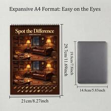 Hard-Level Find The Difference Activity Book A4 Size Top Spiral Binding Single-Sided Printing 21 Sheets Thick Paper Extreme Visual Search Cognitive Training Stress Relief Mindfulness Relaxation Suitable For Adults Elderly Puzzle Lovers Birthday Gift - A4 - View 3