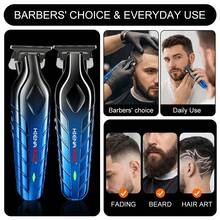 Cortador de Cabelo Elétrico HIENA 1 Peça, Interface USB, Cortador de Cabelo com Lâmina em T, Aparador de Barba Masculino Branco/Preto/Azul/Dourado, Com Escova, Cortador de Cabelo Doméstico - Azul - Visão 6